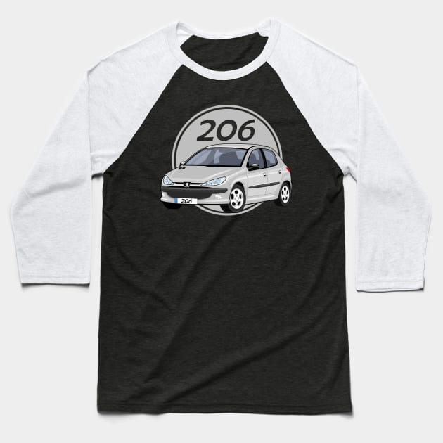 car peugeot 206 sporty cartoon vector grey Baseball T-Shirt by creative.z